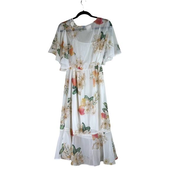 Farm Rio‎ X Anthropologie Eloisa White Floral Sheer Dress Size Small - Picture 7 of 9
